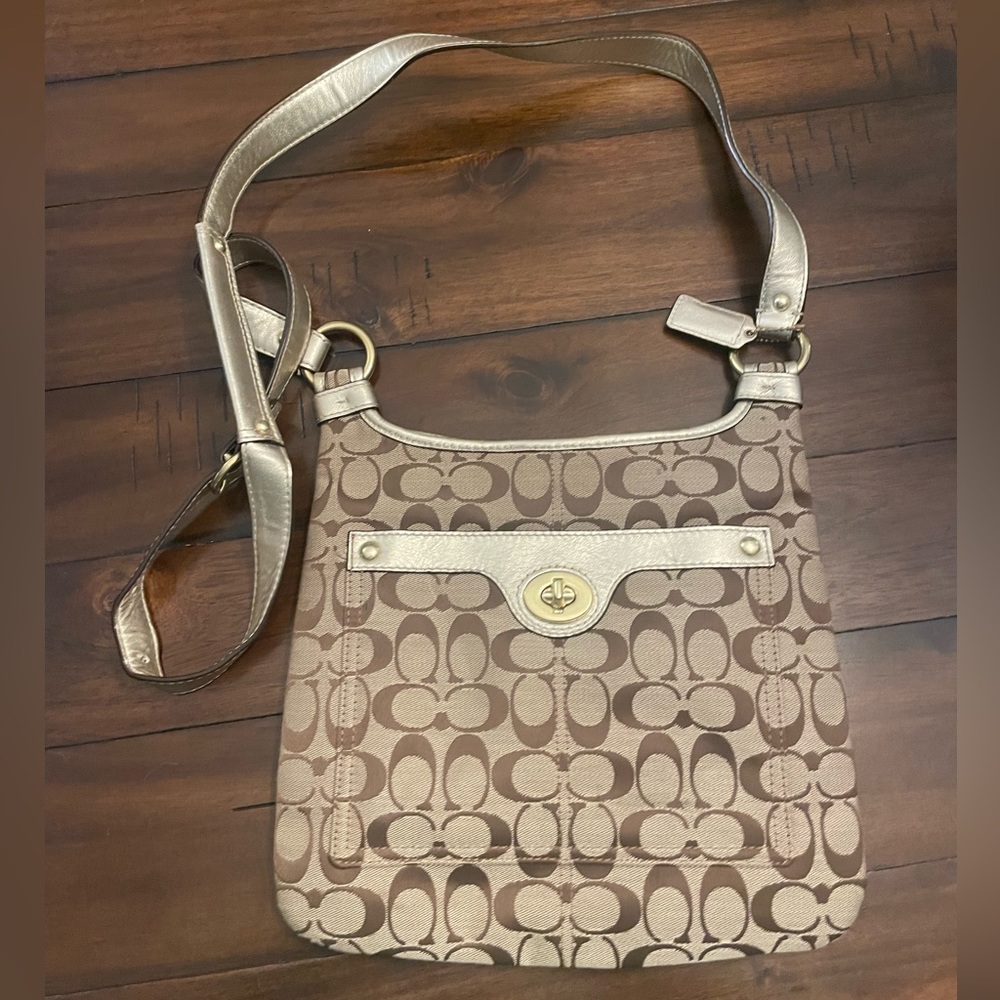 Coach Tan and Gold Crossbody Bag